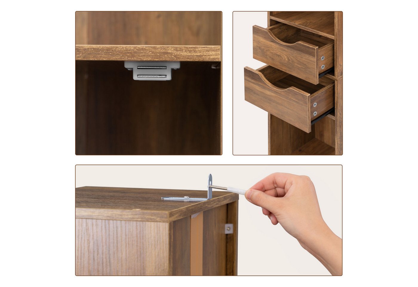 Woltu Bücherregal, 1-tlg., Standregal mit Schubladen, Regal mit Tür, 30 x 158 x 24 cm – Bild 5 von 5
