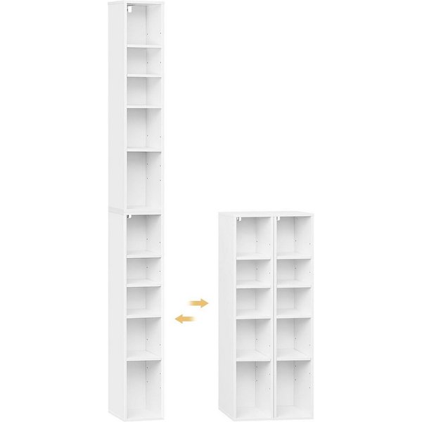 Woltu Bücherregal, 2-tlg., Aufbewahrungsregal mit 10 Fächern, CD-Ständer