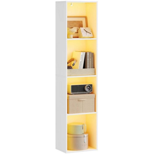 Woltu Bücherregal, beleuchtetes Bücherschrank mit 4 Ebenen, mit Kippschutz, 40x170x29 cm