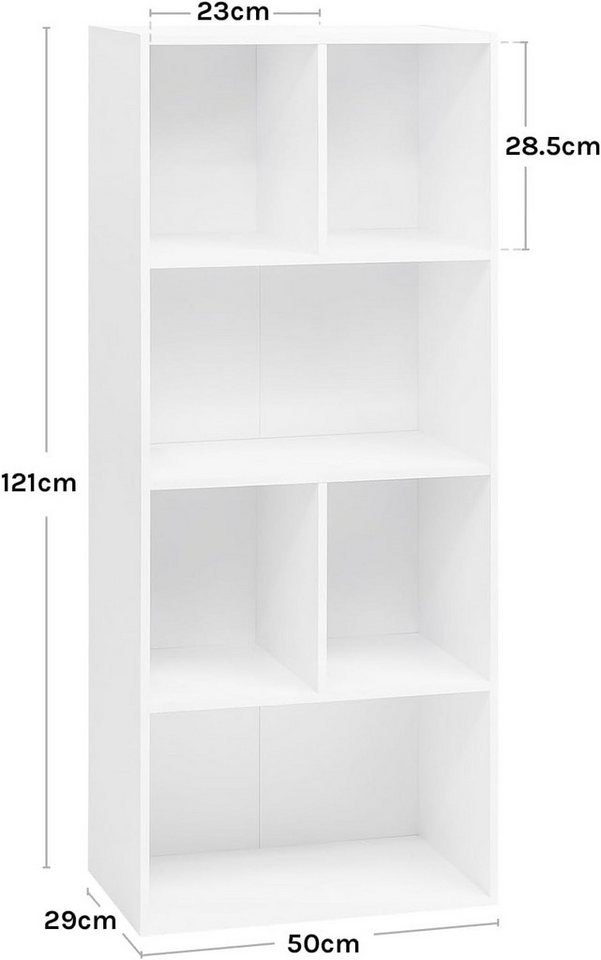 Woltu Bücherregal, 1-tlg., Raumteiler Büroregal, MDF, 6 Fächer, 50x29x121cm – Bild 3 von 5