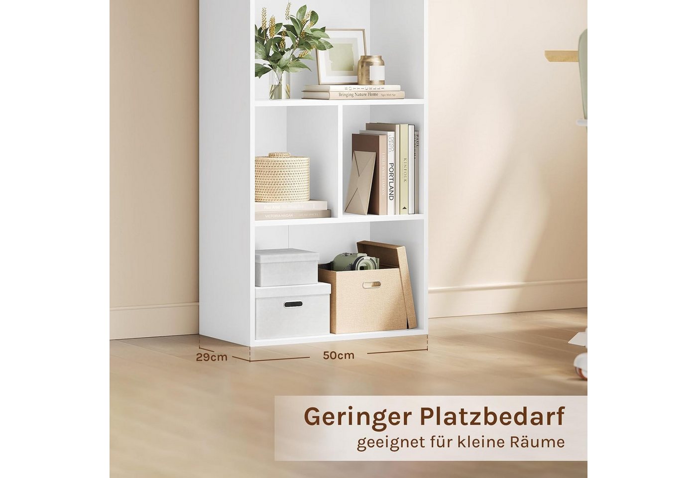 Woltu Bücherregal, 1-tlg., Raumteiler Büroregal, MDF, 6 Fächer, 50x29x121cm – Bild 4 von 5