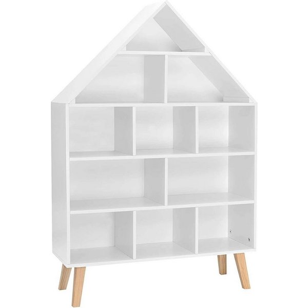 Woltu Bücherregal, 1-tlg., Standregal Hausform Kinderregal mit 5 Ebenen, Weiß