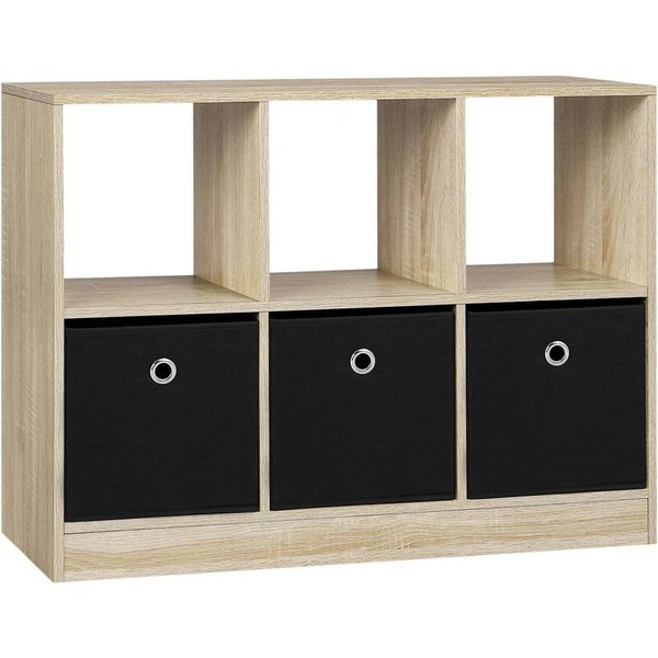 Woltu Bücherregal, mit 3 Schubladen aus Vliesstoff Regal mit 6 Fächern