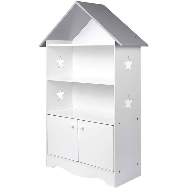Woltu Bücherregal, 1-tlg., mit Abschließbarer Tür, 3 Regale für Kinder, Weiß