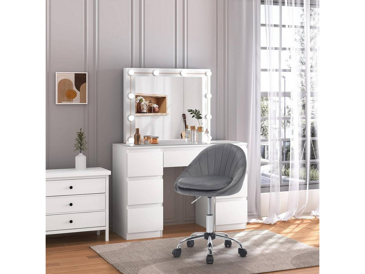 Woltu Bürostuhl (1 St), ergonomisch, Schminkstuhl, Schreibtischstuhl 150 kg belastbar – Bild 2 von 5