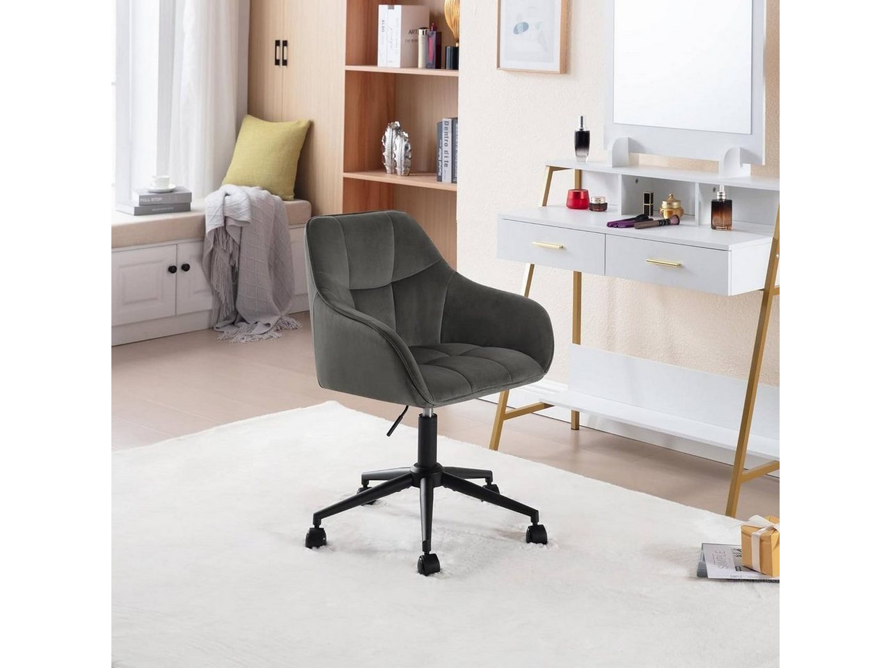 Woltu Bürostuhl (1 St), Homeoffice Stuhl, höhenverstellbar, Samtsitz – Bild 2 von 5