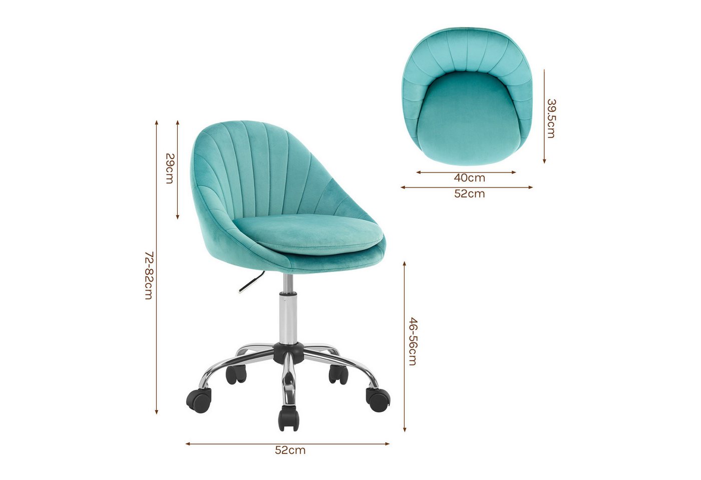 Woltu Bürostuhl (1 St), ergonomisch, Schminkstuhl, Schreibtischstuhl 150 kg belastbar – Bild 3 von 5