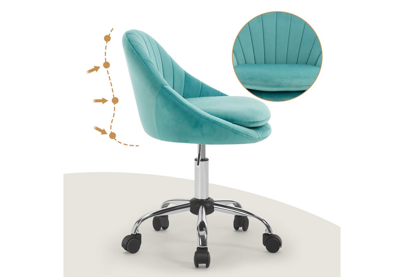 Woltu Bürostuhl (1 St), ergonomisch, Schminkstuhl, Schreibtischstuhl 150 kg belastbar – Bild 4 von 5
