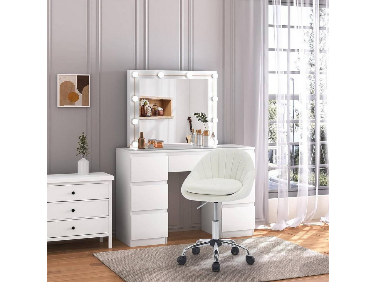 Woltu Bürostuhl (1 St), ergonomisch, Schminkstuhl, Schreibtischstuhl 150 kg belastbar – Bild 2 von 5