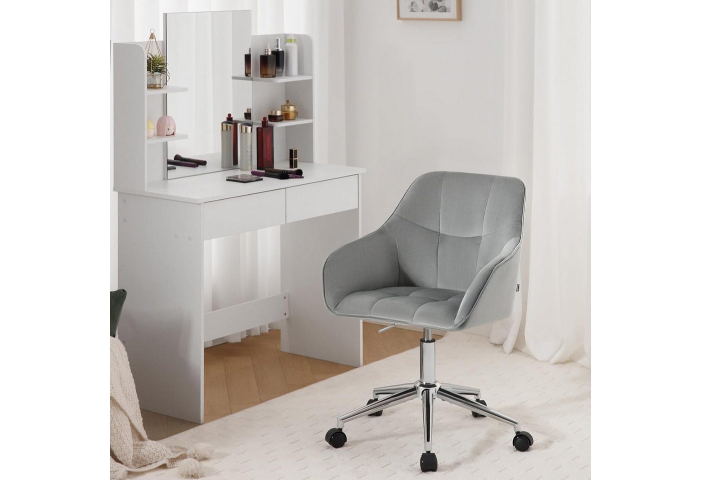 Woltu Bürostuhl (1 St), Homeoffice Stuhl, höhenverstellbar, Samtsitz – Bild 2 von 5