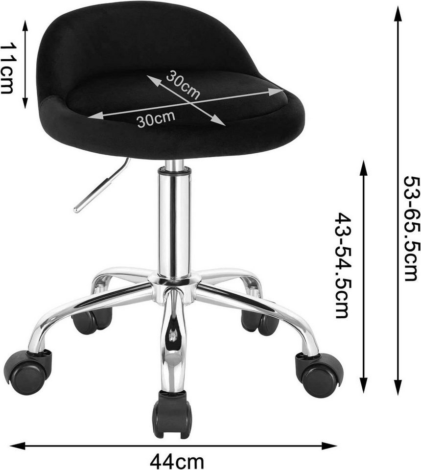 Woltu Bürostuhl, mit Rollen Drehhocker höhenverstellbar Sitzhöhe 43-54,5 cm – Bild 3 von 5