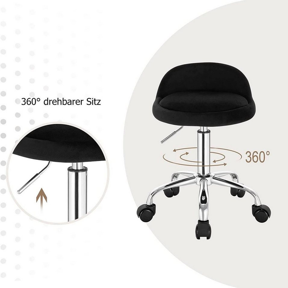 Woltu Bürostuhl, mit Rollen Drehhocker höhenverstellbar Sitzhöhe 43-54,5 cm – Bild 5 von 5
