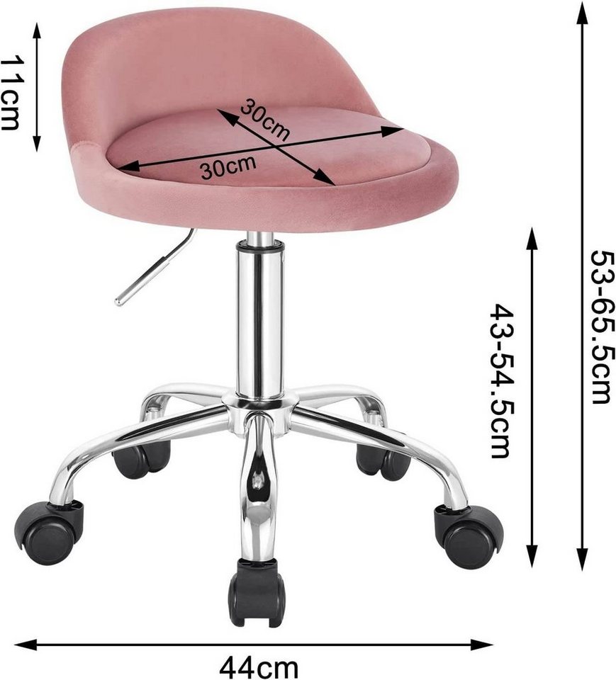 Woltu Bürostuhl, mit Rollen Drehhocker höhenverstellbar Sitzhöhe 43-54,5 cm – Bild 3 von 5