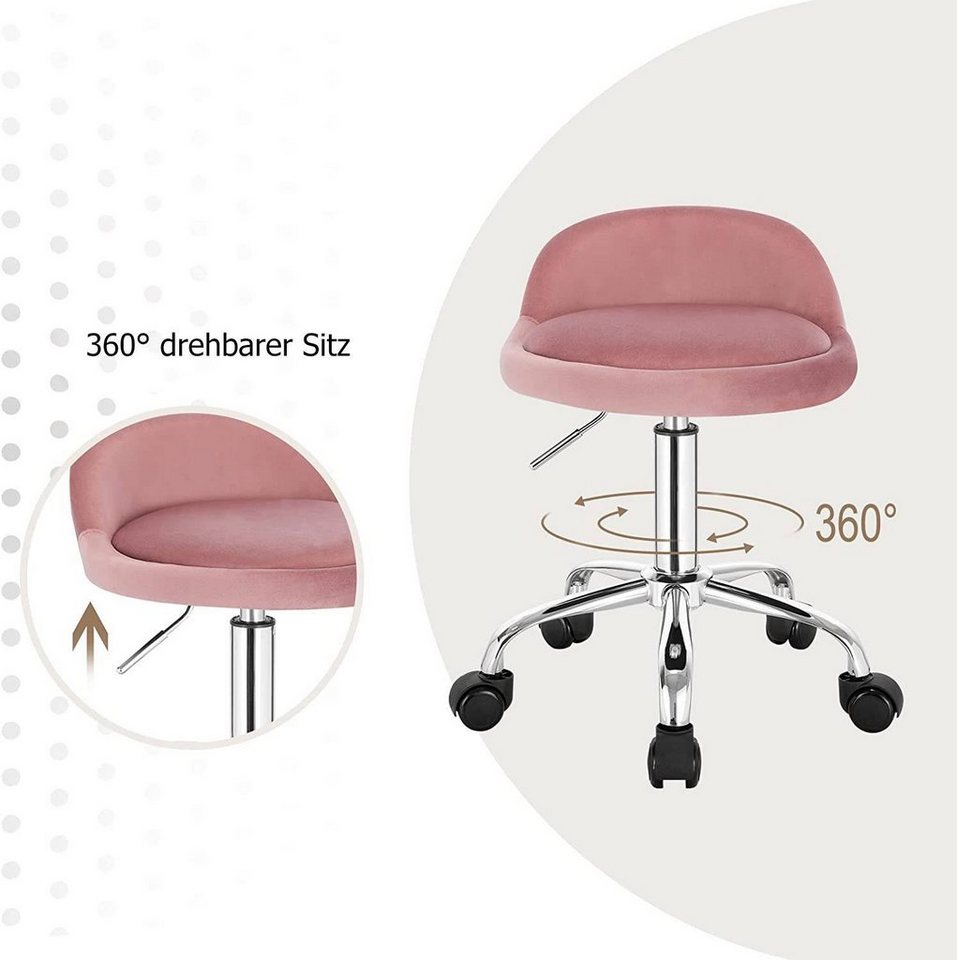 Woltu Bürostuhl, mit Rollen Drehhocker höhenverstellbar Sitzhöhe 43-54,5 cm – Bild 5 von 5