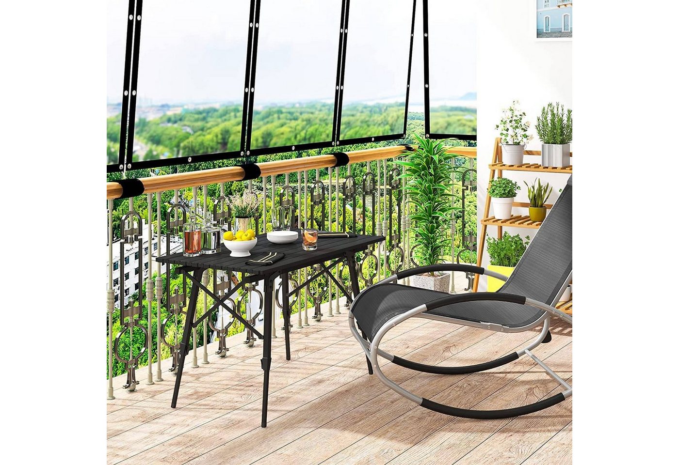 Woltu Campingtisch (1-St), klappbar, Gartentisch aus Alu, Balkontisch höhenverstellbar, 90x52cm – Bild 2 von 5