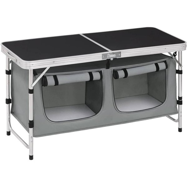 Woltu Campingtisch, Höhenverstellbar mit Stauraum, Outdoor inkl.Tragetasche