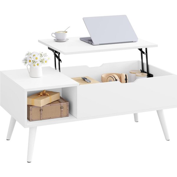 Woltu Couchtisch (1-St), Verstecktes Fach unter der Tischplatte, Anhebbare tischplatte