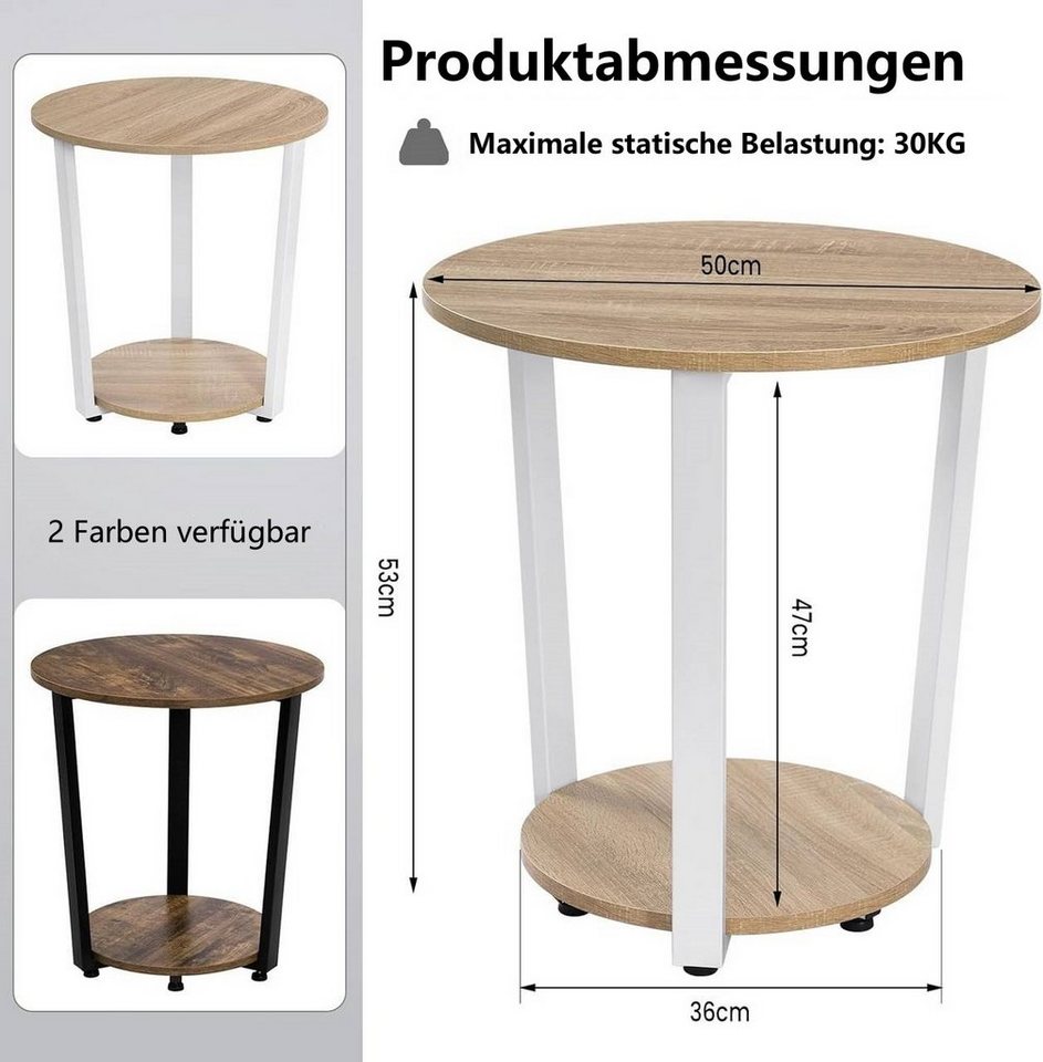 Woltu Couchtisch (1-St), Beistelltisch mit 2 Ablagen, aus Holzwerkstoff – Bild 3 von 5
