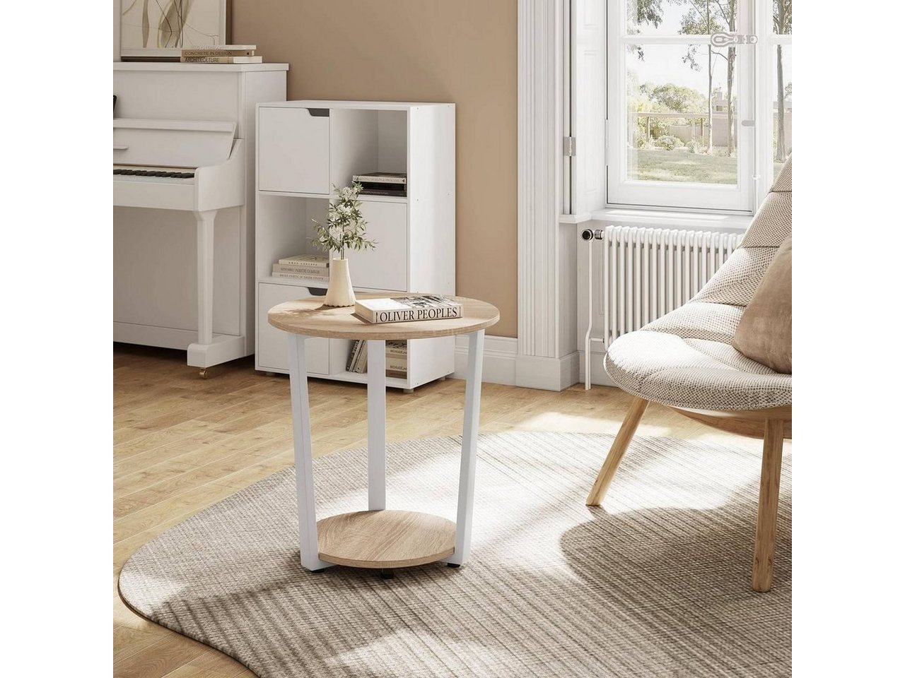 Woltu Couchtisch (1-St), Beistelltisch mit 2 Ablagen, aus Holzwerkstoff – Bild 4 von 5