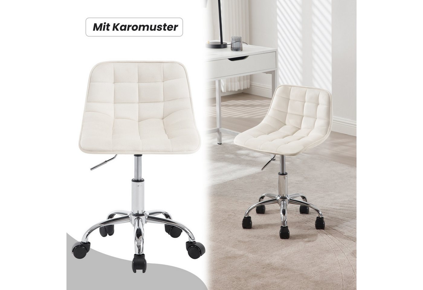 Woltu Drehhocker (1 St), Schminkstuhl Samt, Bürohocker höhenverstellbar – Bild 5 von 5