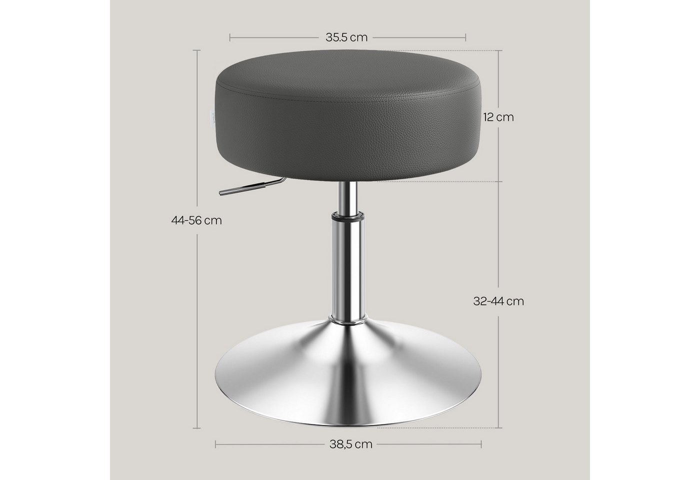 Woltu Drehhocker (1 St), Schminkhocker Kunstleder mit verchromtem Metallgestell – Bild 3 von 5