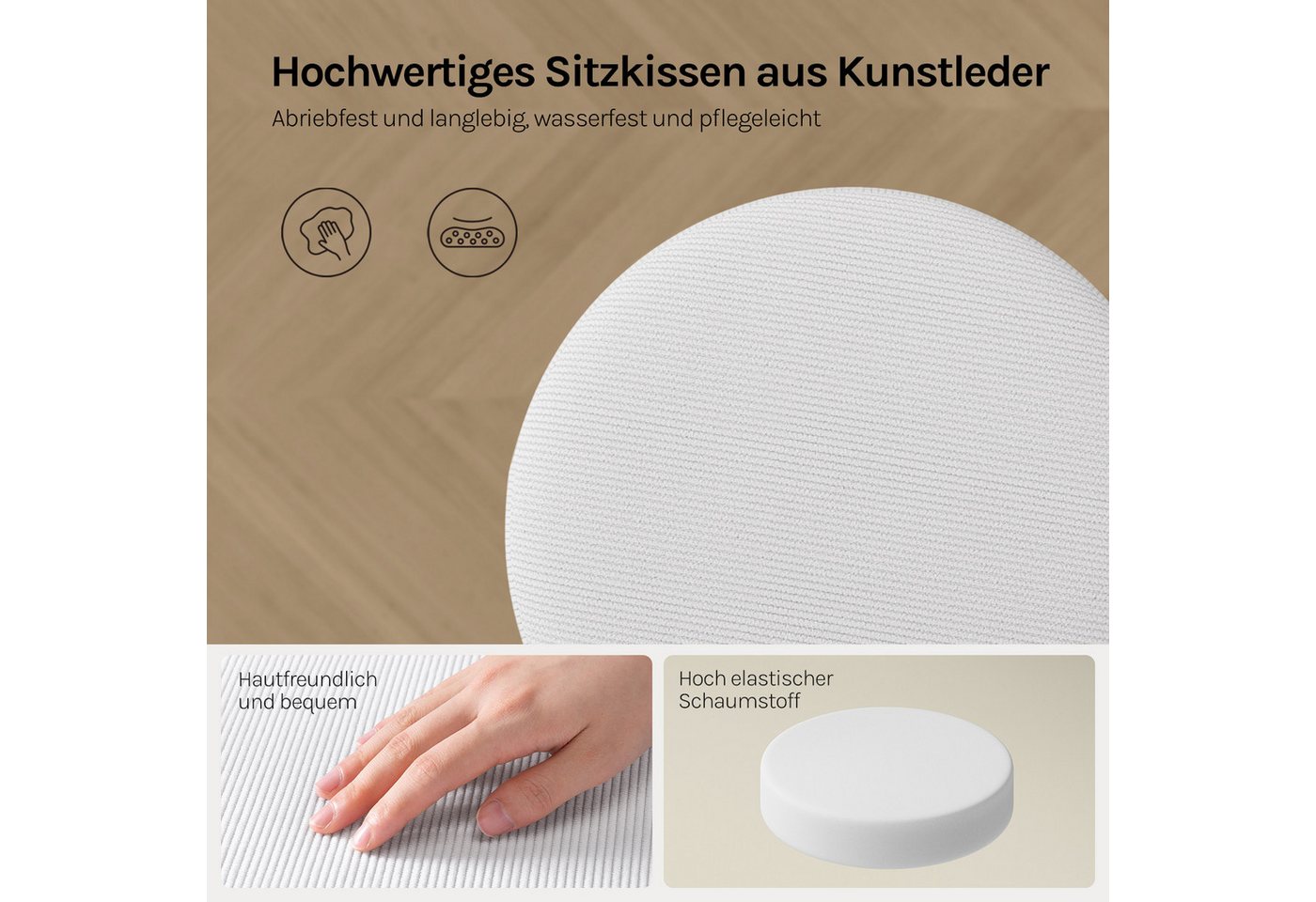 Woltu Drehhocker (1 St), Schminkhocker Cord, höhenverstellbar drehbar – Bild 5 von 5