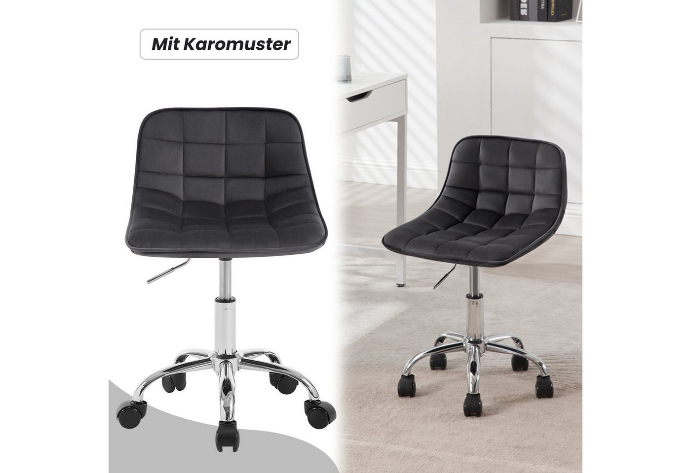 Woltu Drehhocker (1 St), Schminkstuhl Samt, Bürohocker höhenverstellbar – Bild 5 von 5