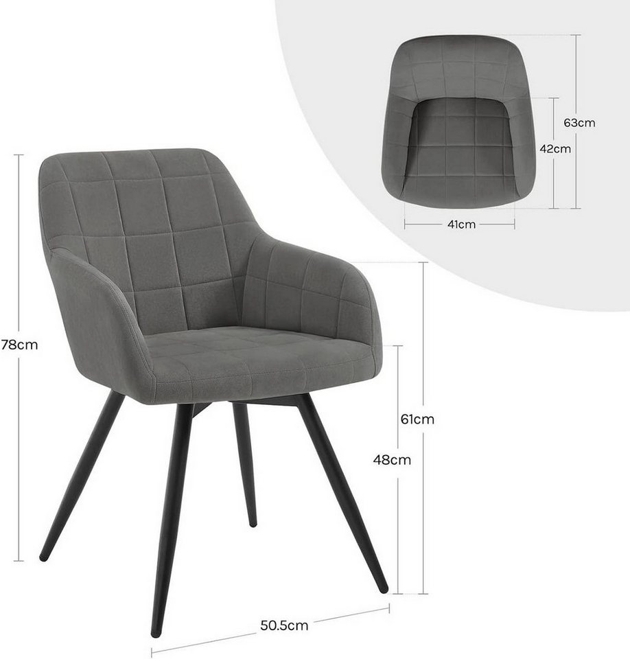 Woltu Esszimmerstuhl (1 St), gepolsterter ergonomischer, mit Metallbeinen – Bild 3 von 5