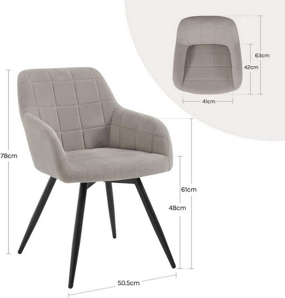 Woltu Esszimmerstuhl (2 St), gepolsterter ergonomischer, mit Metallbeinen – Bild 3 von 5