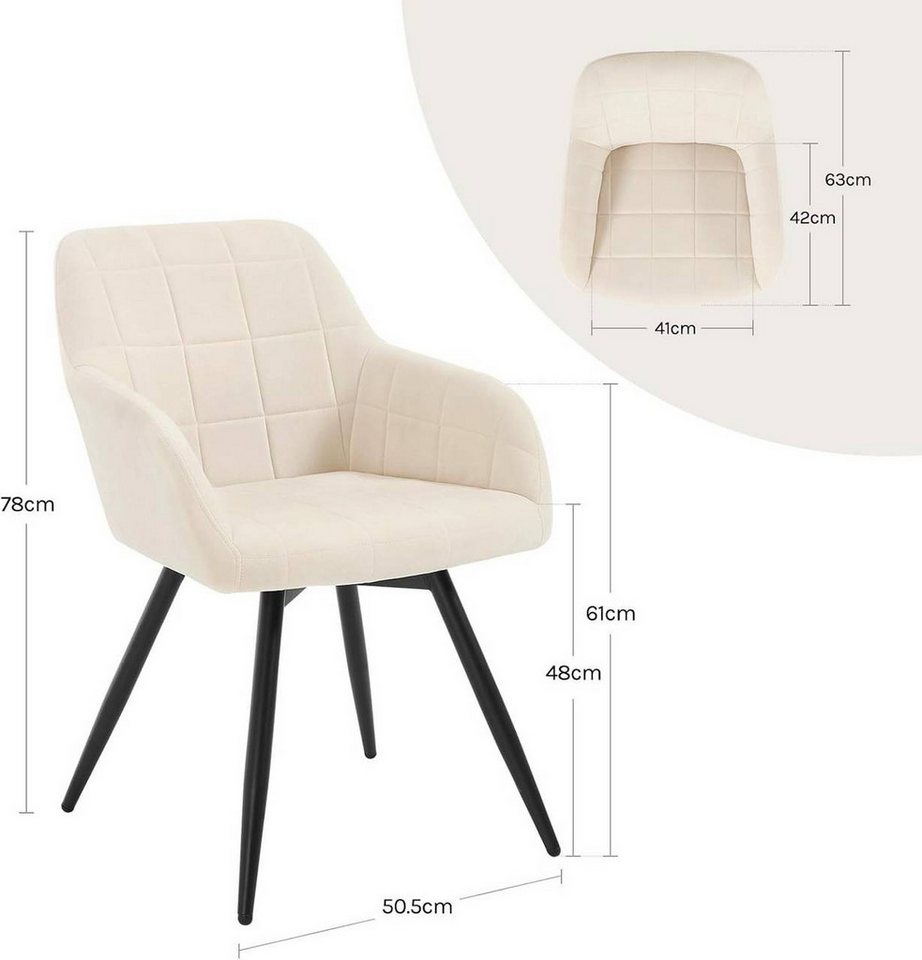 Woltu Esszimmerstuhl (2 St), gepolsterter ergonomischer, mit Metallbeinen – Bild 3 von 5