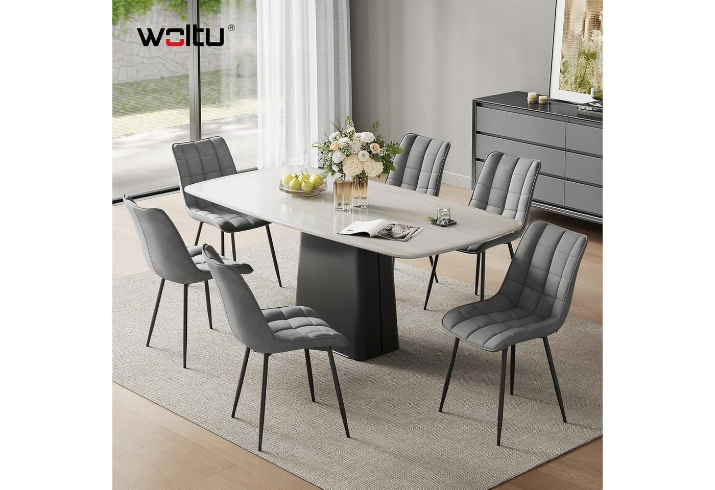 Woltu Esszimmerstuhl (2er-Set), Sessel mit Rückenlehne, Metallbeine – Bild 2 von 5