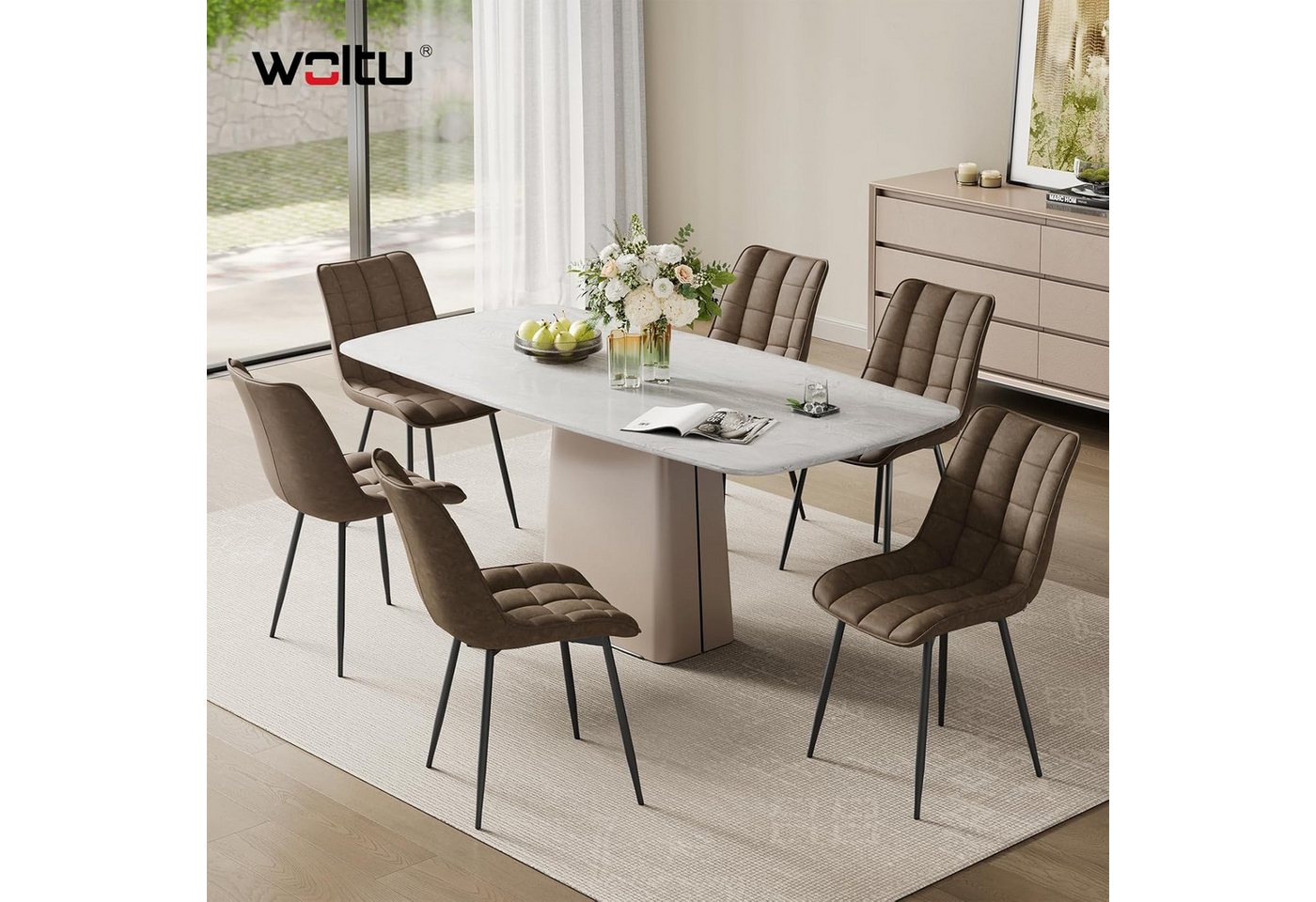 Woltu Esszimmerstuhl (2er-Set), Sessel mit Rückenlehne, Metallbeine – Bild 2 von 5