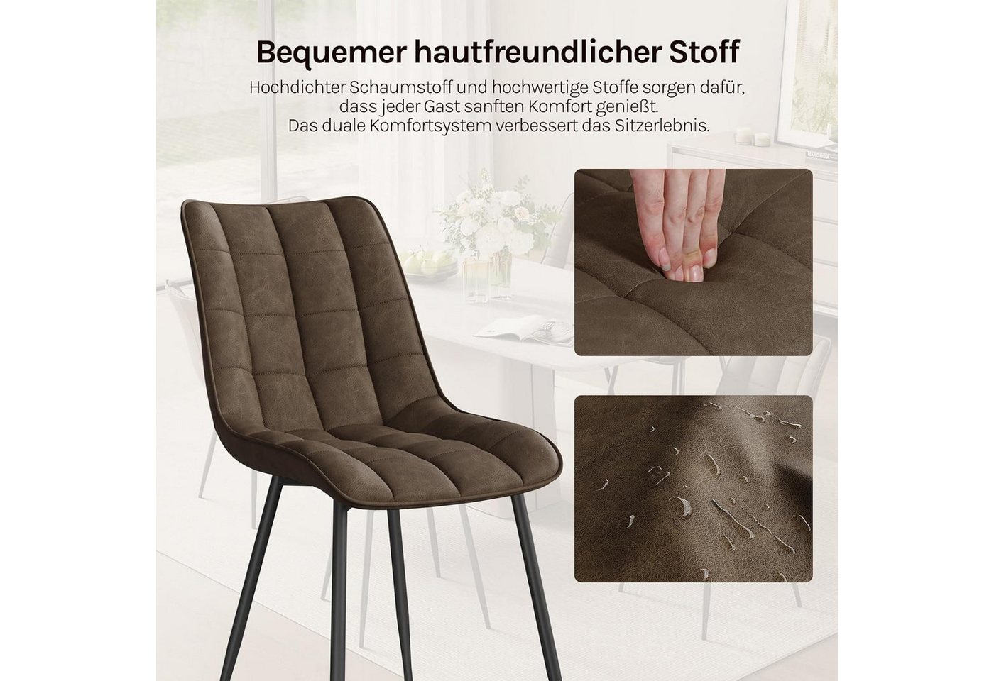 Woltu Esszimmerstuhl (2er-Set), Sessel mit Rückenlehne, Metallbeine – Bild 5 von 5