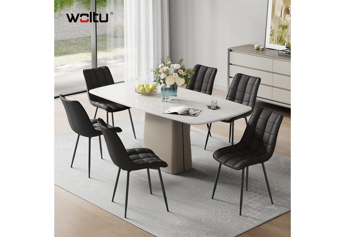 Woltu Esszimmerstuhl (2er-Set), Sessel mit Rückenlehne, Metallbeine – Bild 2 von 5