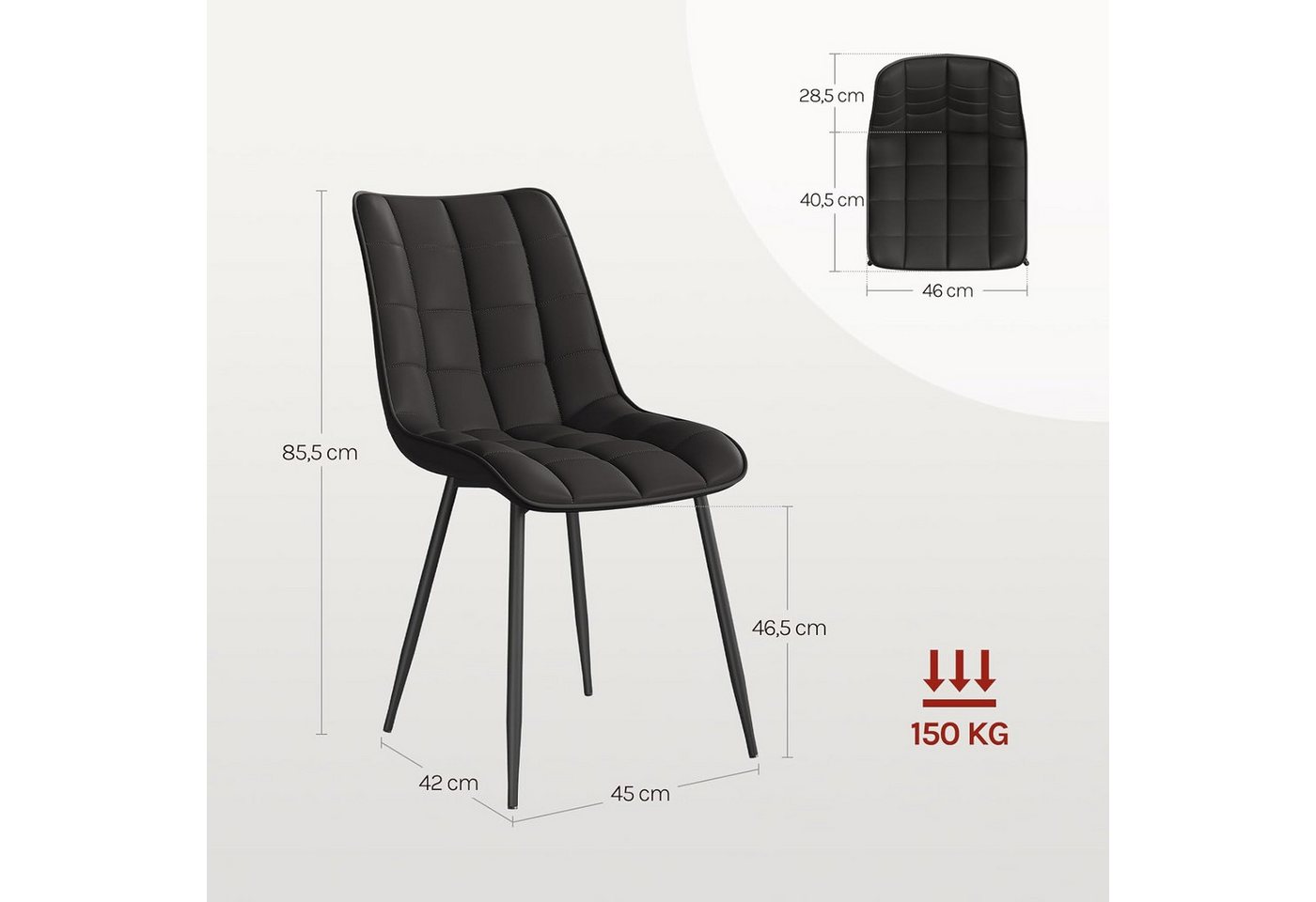 Woltu Esszimmerstuhl (2er-Set), Sessel mit Rückenlehne, Metallbeine – Bild 3 von 5