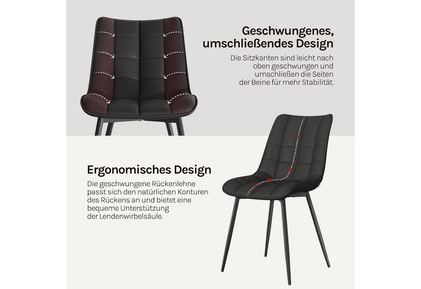 Woltu Esszimmerstuhl (2er-Set), Sessel mit Rückenlehne, Metallbeine – Bild 4 von 5