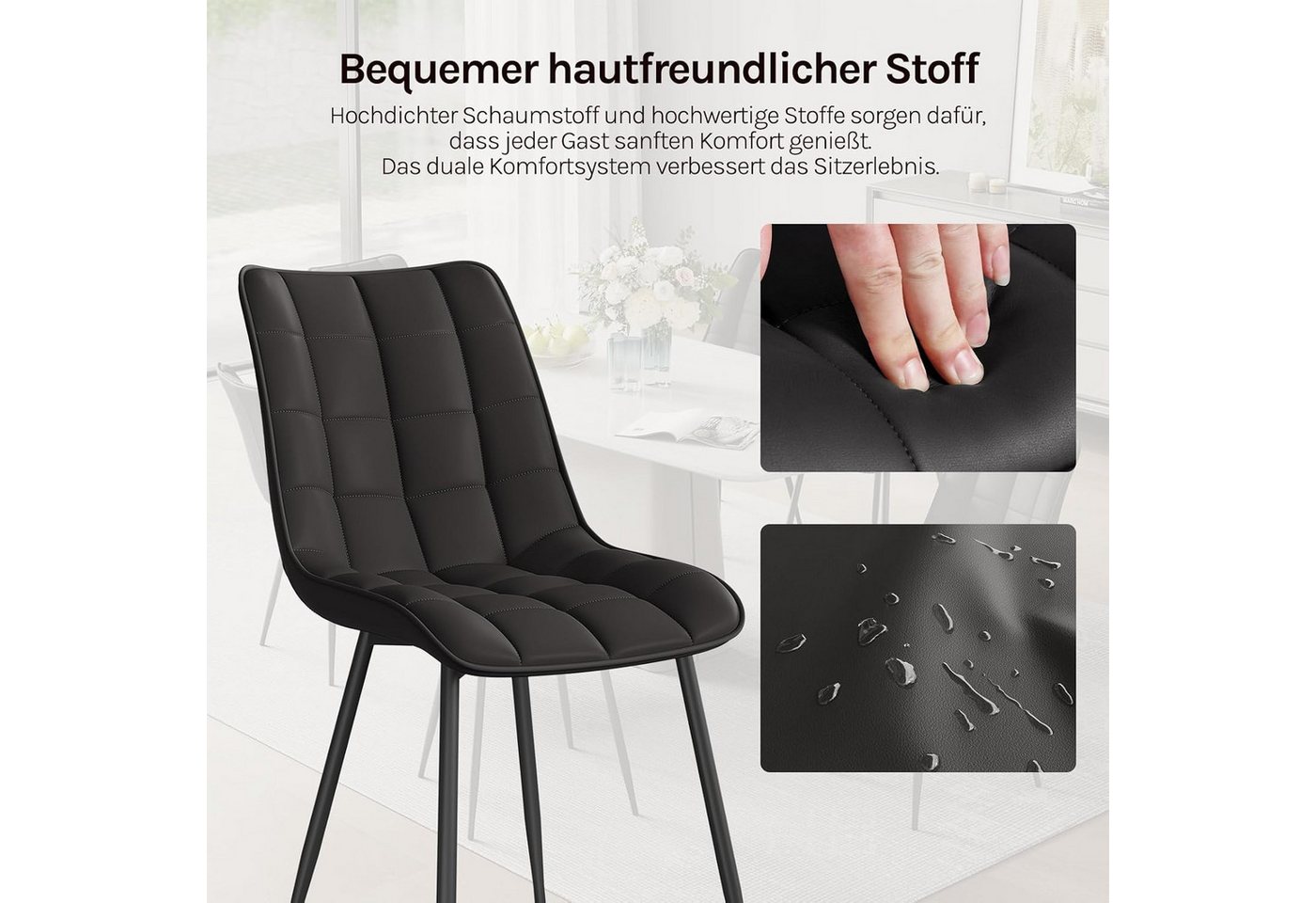 Woltu Esszimmerstuhl (2er-Set), Sessel mit Rückenlehne, Metallbeine – Bild 5 von 5