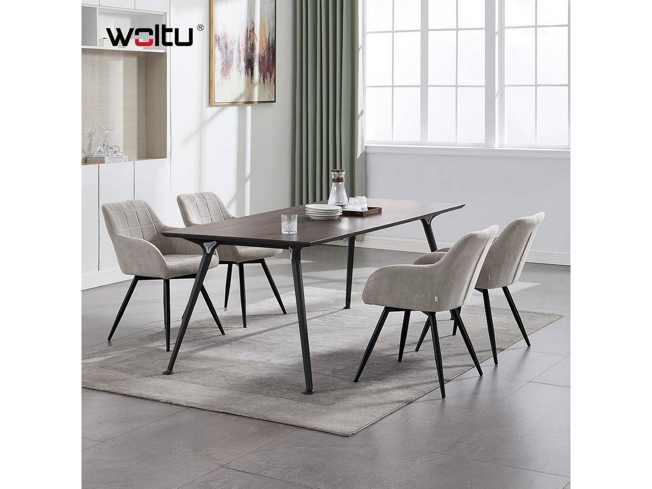 Woltu Esszimmerstuhl (4 St), gepolsterter ergonomischer, mit Metallbeinen – Bild 2 von 5