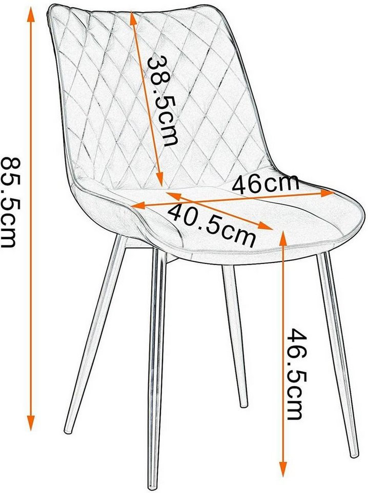 Woltu Esszimmerstuhl (4 St), Polsterstuhl Sessel mit Rückenlehne, Metallbeine – Bild 2 von 5