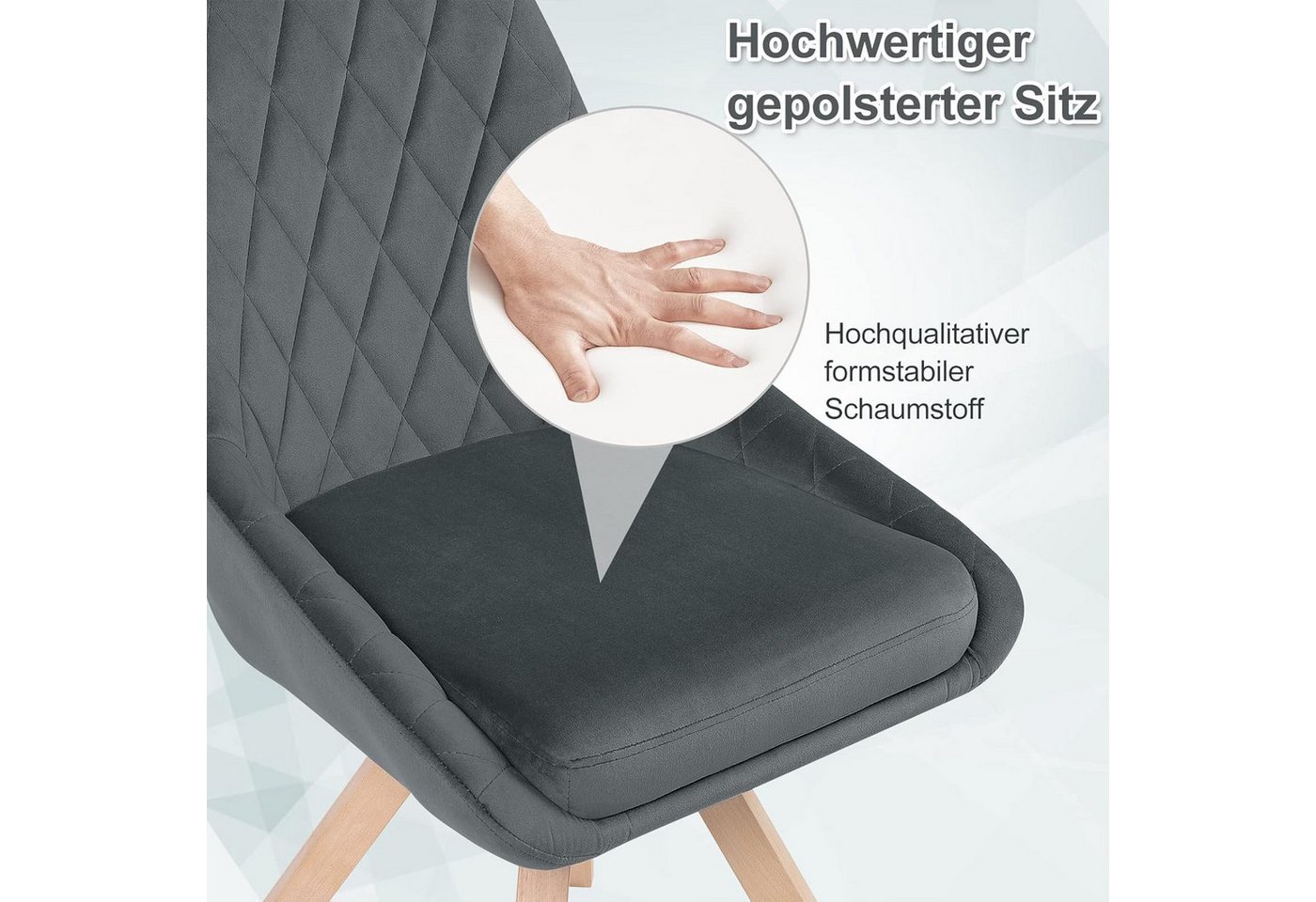 Woltu Esszimmerstuhl (4 St), Küchenstuhl drehbar, Beine aus Buchenholz – Bild 5 von 5