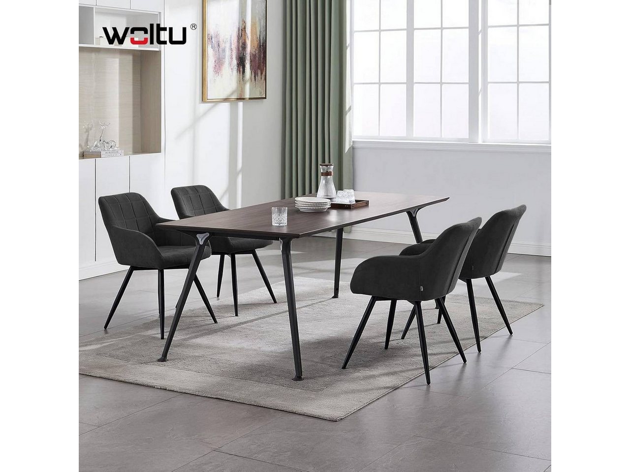 Woltu Esszimmerstuhl (4 St), gepolsterter ergonomischer, mit Metallbeinen – Bild 2 von 5
