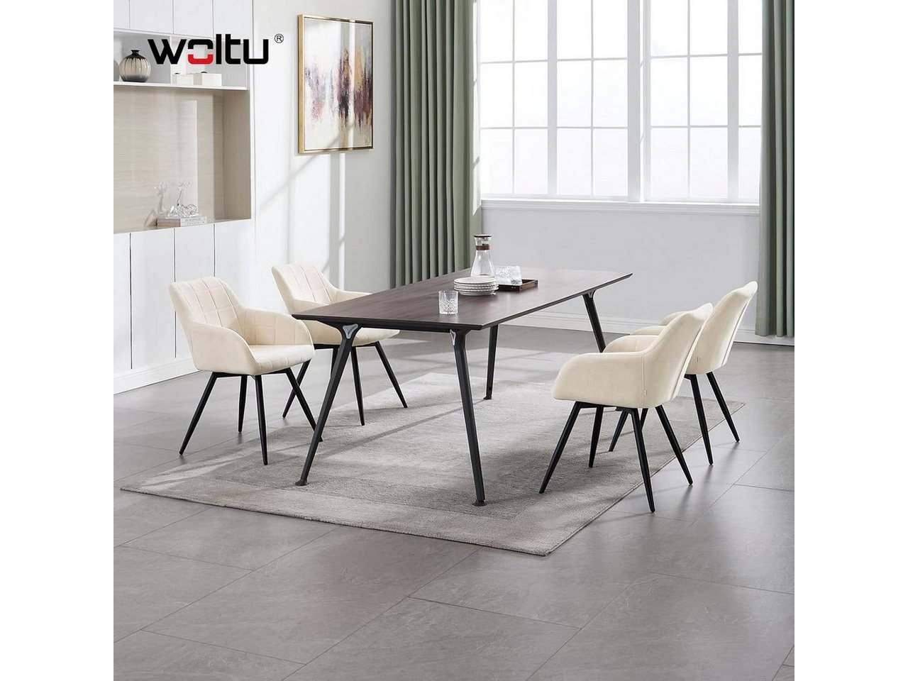 Woltu Esszimmerstuhl (4 St), gepolsterter ergonomischer, mit Metallbeinen – Bild 2 von 5