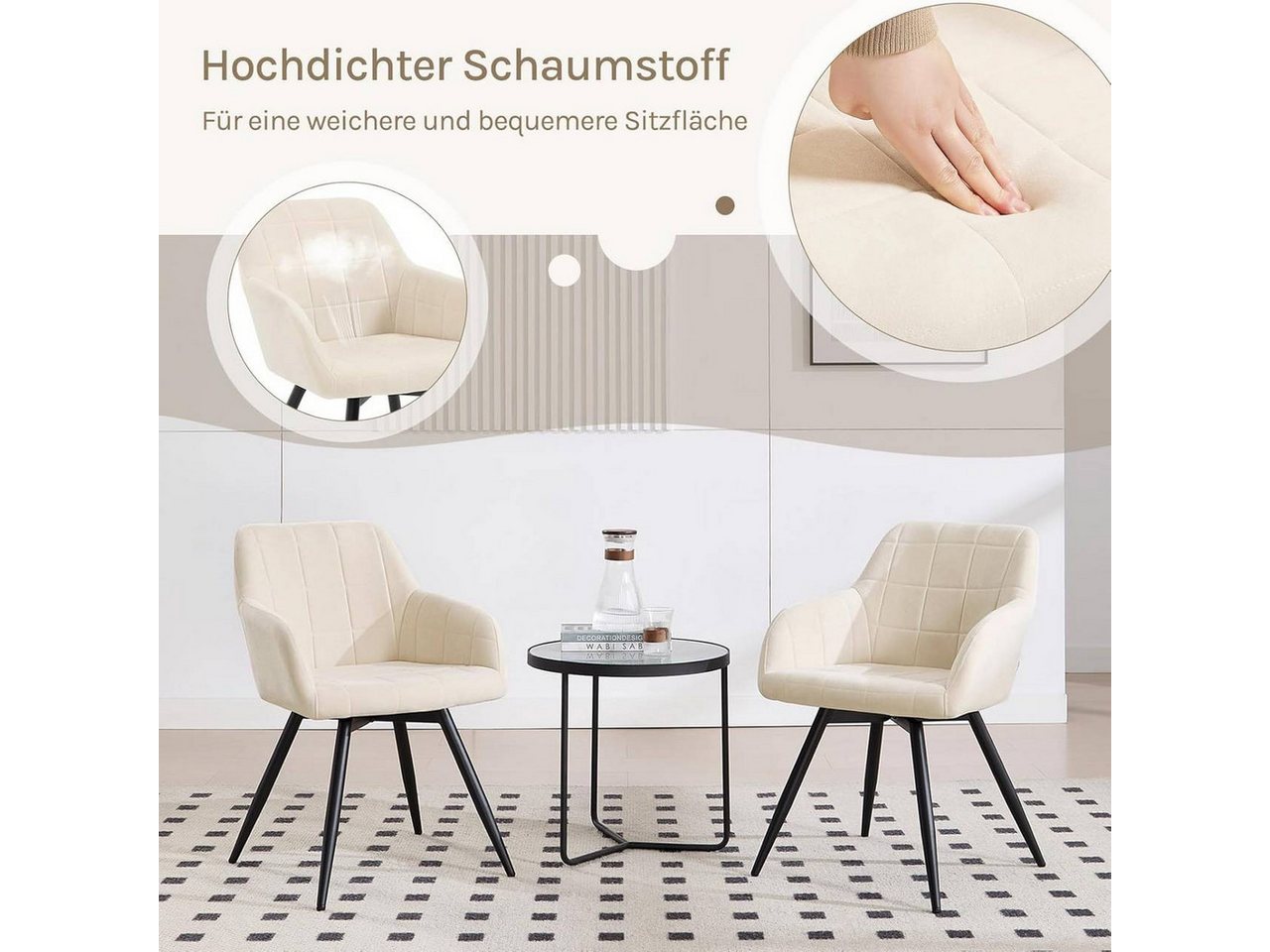 Woltu Esszimmerstuhl (4 St), gepolsterter ergonomischer, mit Metallbeinen – Bild 5 von 5