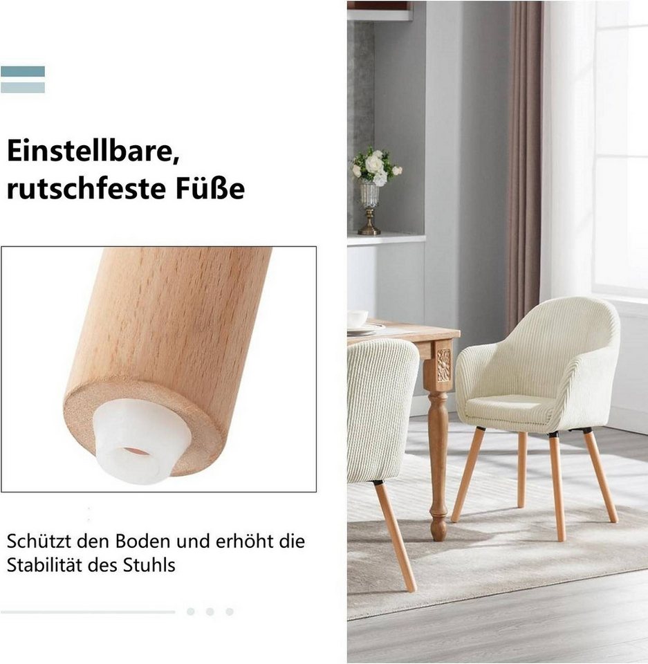 Woltu Esszimmerstuhl (4 St), Esszimmerstuhl, mit Armlehnen, aus Cord – Bild 5 von 5