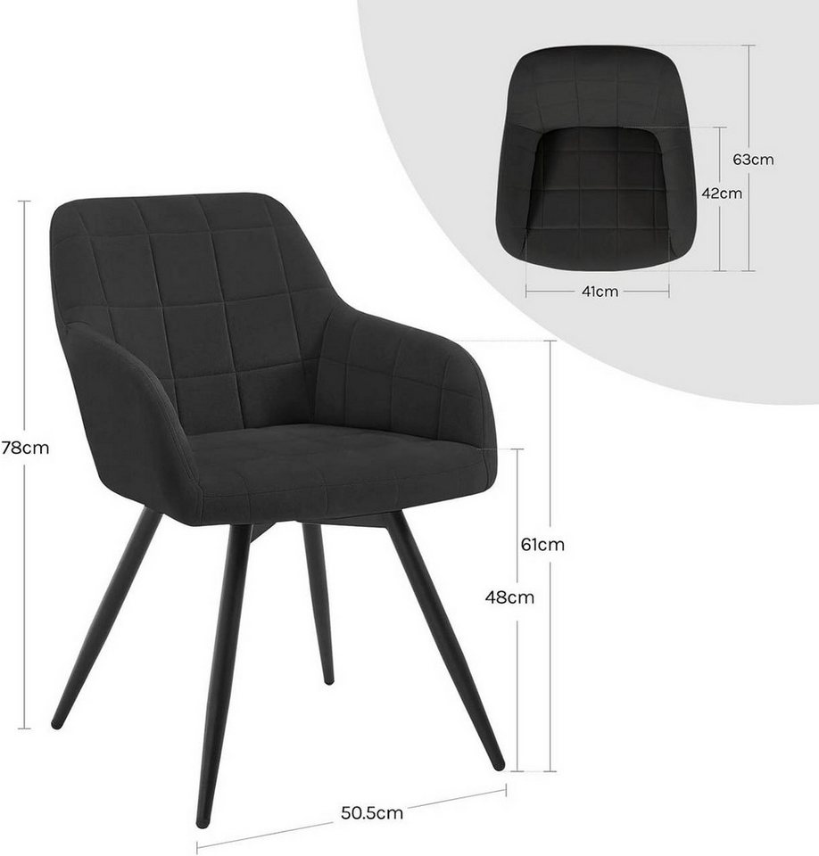 Woltu Esszimmerstuhl (6 St), gepolsterter ergonomischer, mit Metallbeinen – Bild 3 von 5