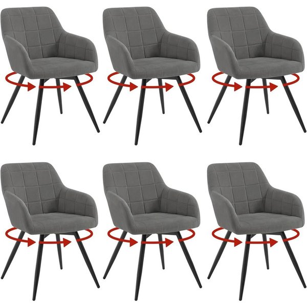 Woltu Esszimmerstuhl (6 St), gepolsterter ergonomischer, mit Metallbeinen
