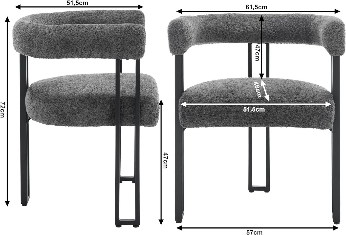 Woltu Esszimmerstuhl, Design Stuhl Küchenstuhl Sessel bequem modern, aus Chenille – Bild 3 von 5