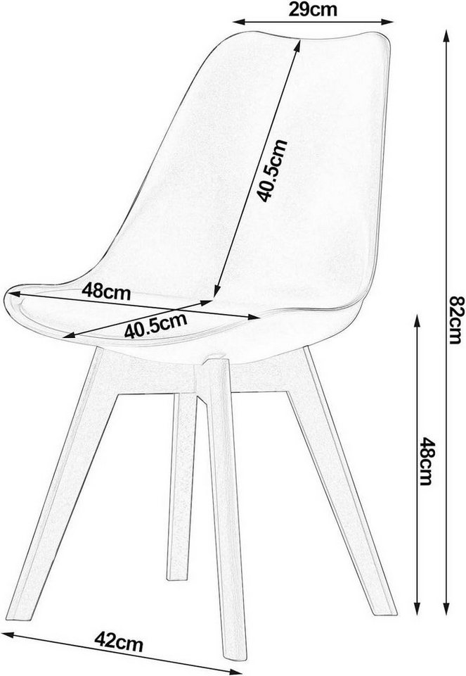 Woltu Esszimmerstuhl (Set, 4 St), Polsterstuhl Bezug Kunstleder, Massivholz – Bild 3 von 5