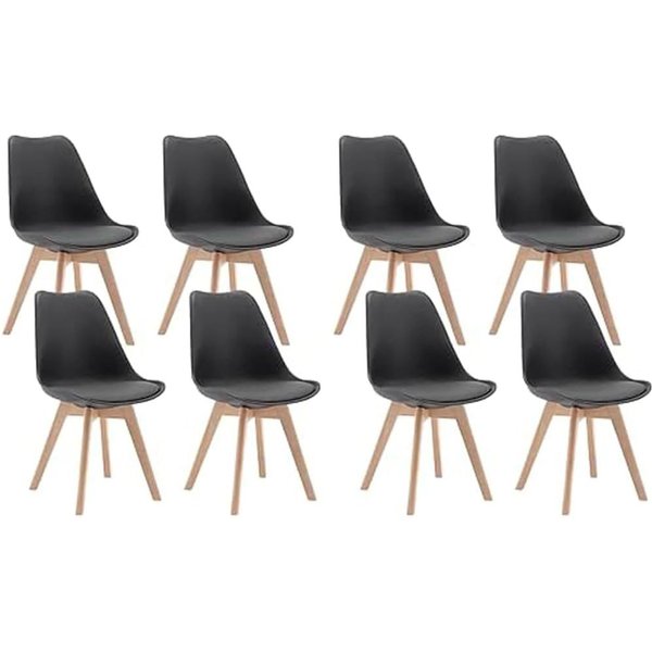Woltu Esszimmerstuhl (Set, 8 St), Polsterstuhl Bezug Kunstleder, Massivholz