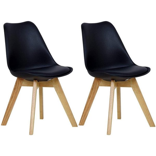 Woltu Esszimmerstuhl (Set, 2 St), Polsterstuhl Sitzfläche aus Kunstleder Holzbeine